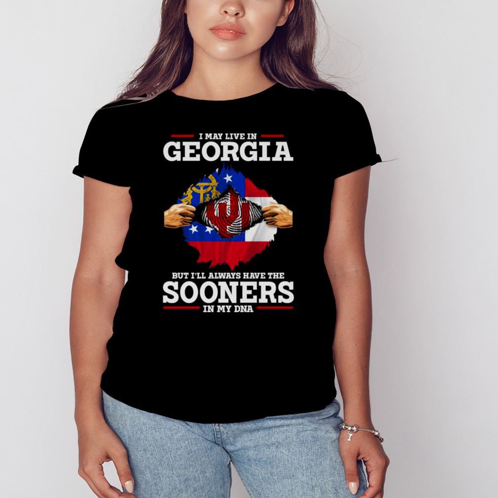 I May Live In Georgia But I’ll Always Have The Oklahoma Sooners In My DNA 2023 shirt 2 Women's tshirt