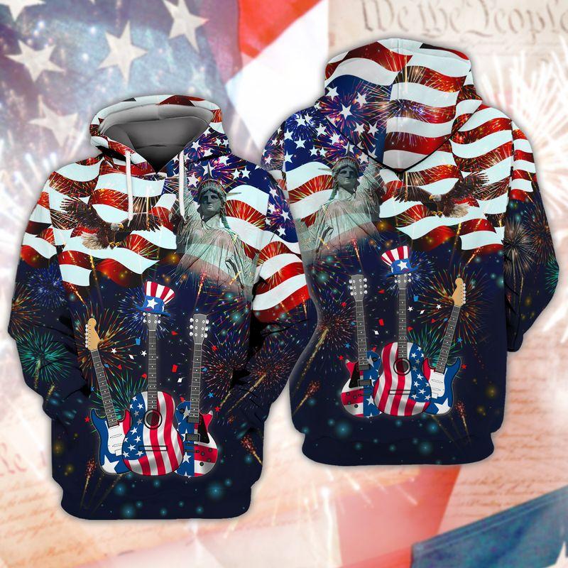 4th Of July Guitar Independence Day All Over Print  For Men & Women  HT9770
