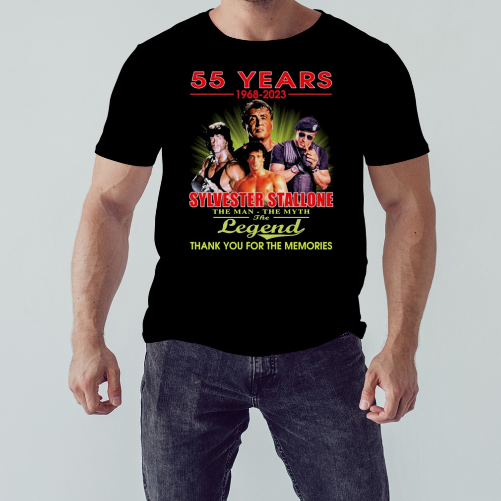 55 Years 1968 – 2023 Sylvester Stallone The Man – The Myth – The Legend Thank You For The Memories T-Shirt 1 Unisex tshirt