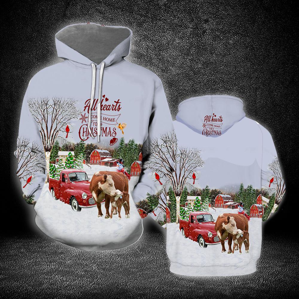 All Hearts Come Home For Christmas - Cows All Over Print  For Men & Women HT3997