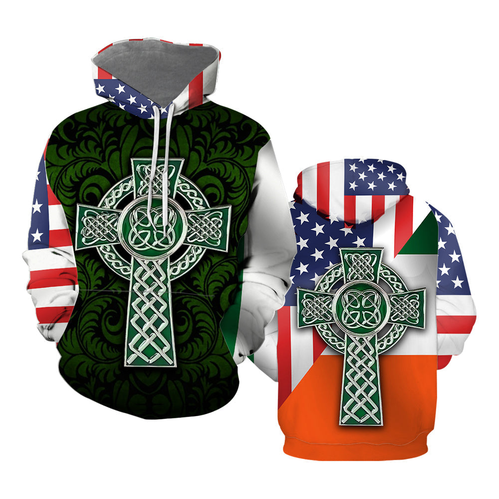 American Irish Flag With Celtic Cross All Over Print  For Men & Women  HP2466