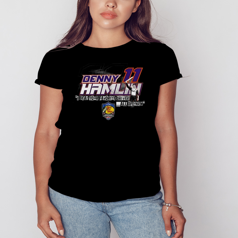 Denny Hamlin Joe Gibbs Racing Team Collection Black 2023 Bass Pro Shops Night Race Winner Shirt 2 Women's tshirt