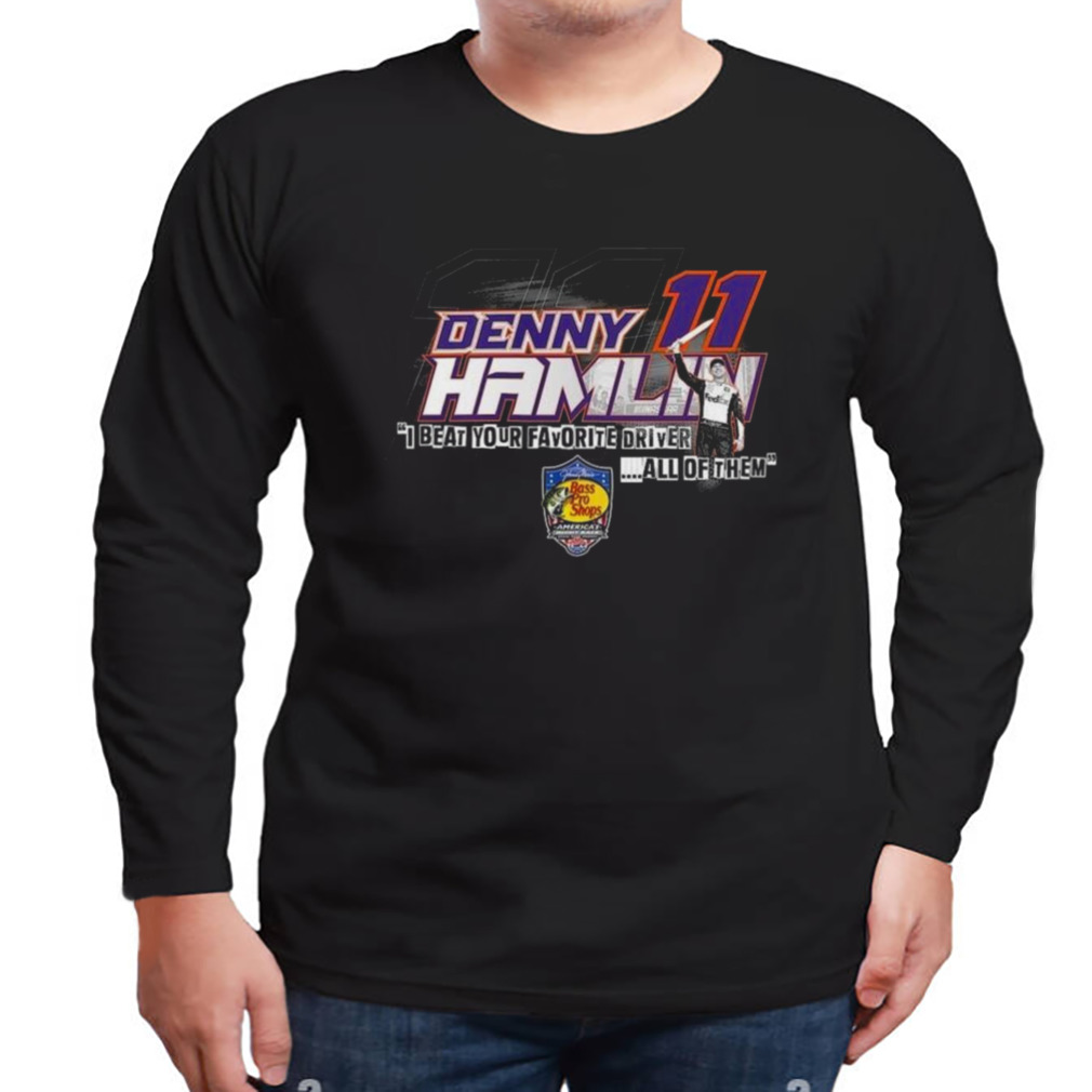 Denny Hamlin Joe Gibbs Racing Team Collection Black 2023 Bass Pro Shops Night Race Winner Shirt 3 Longsleeve tshirt