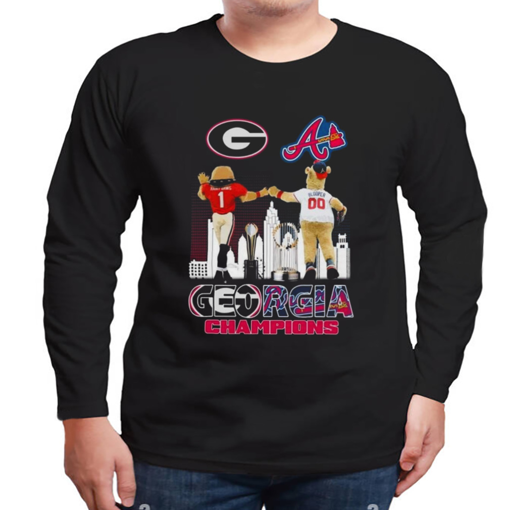 Georgia Champions Georgia Bulldogs And Atlanta Braves Mascot Sky 2023 Shirt 3 Longsleeve tshirt