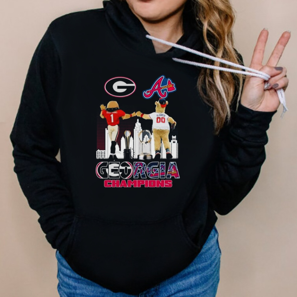 Georgia Champions Georgia Bulldogs And Atlanta Braves Mascot Sky 2023 Shirt 5 Hoodies