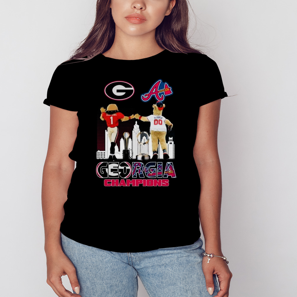 Georgia Champions Georgia Bulldogs And Atlanta Braves Mascot Sky 2023 Shirt 2 Women's tshirt