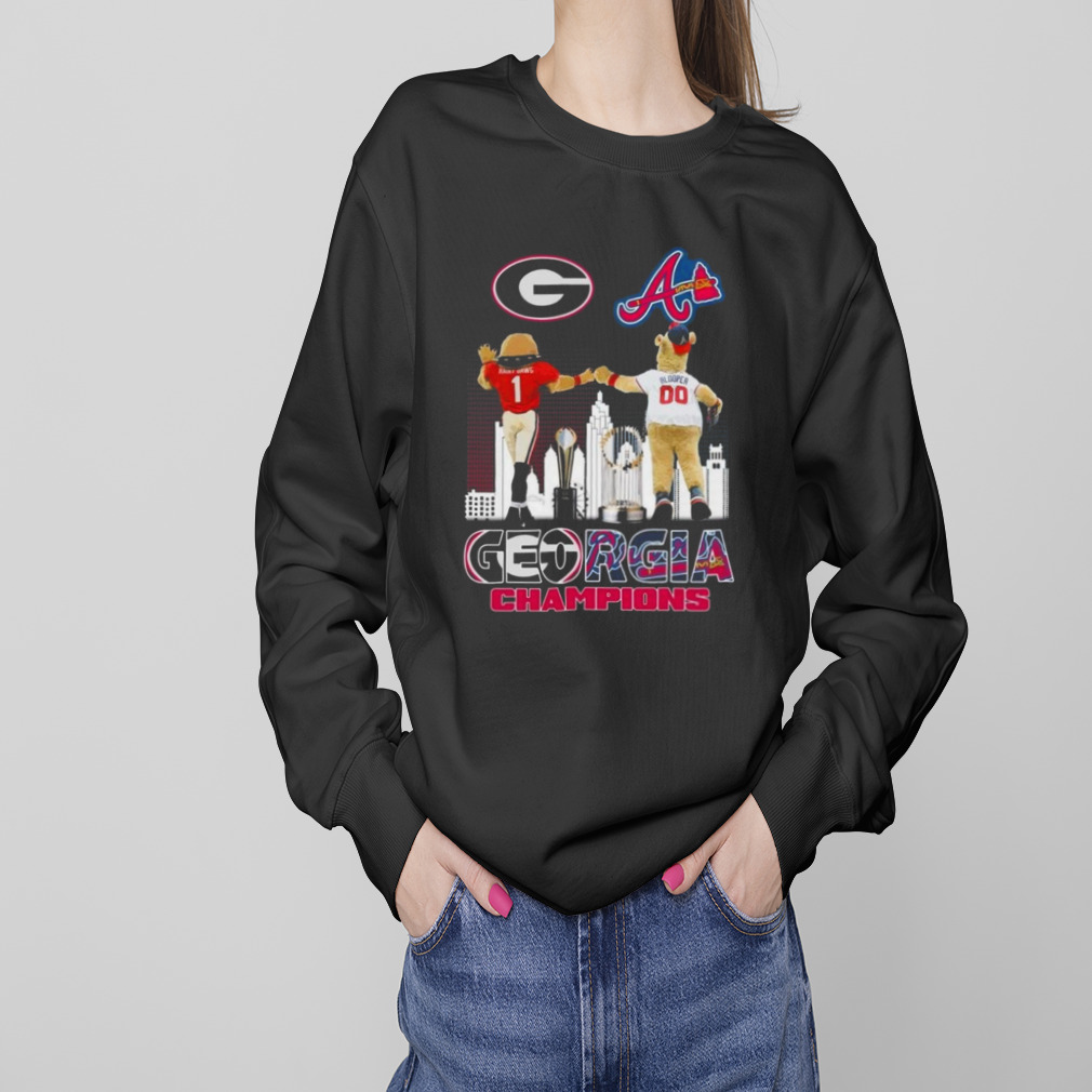Georgia Champions Georgia Bulldogs And Atlanta Braves Mascot Sky 2023 Shirt 4 Sweaters