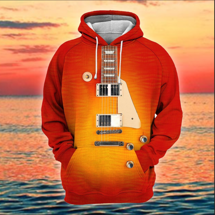 Gibson Guitar All Over Print  Hoodie  For Men & Women  Full Size  Colorful  HT7084N