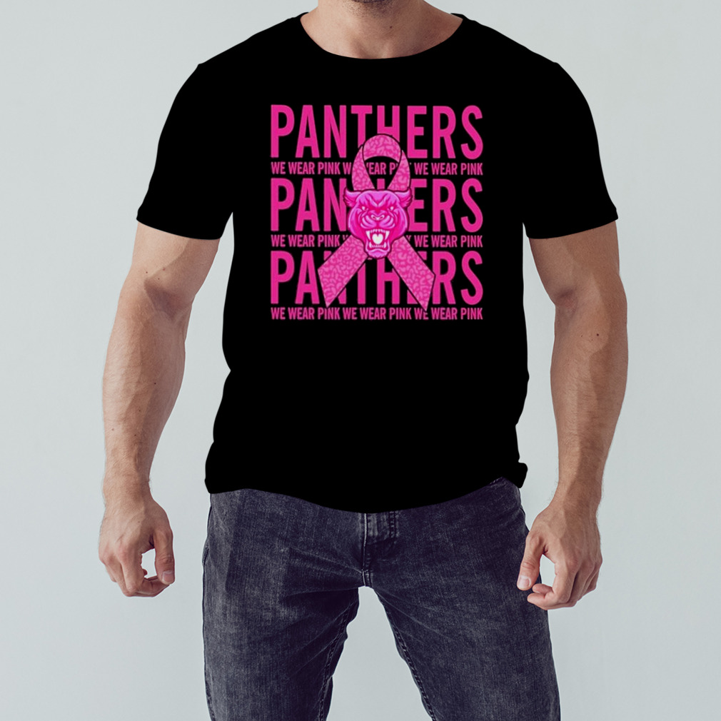 Carolina Panther Mascot We Wear Pink Cancer T shirt - Limotees