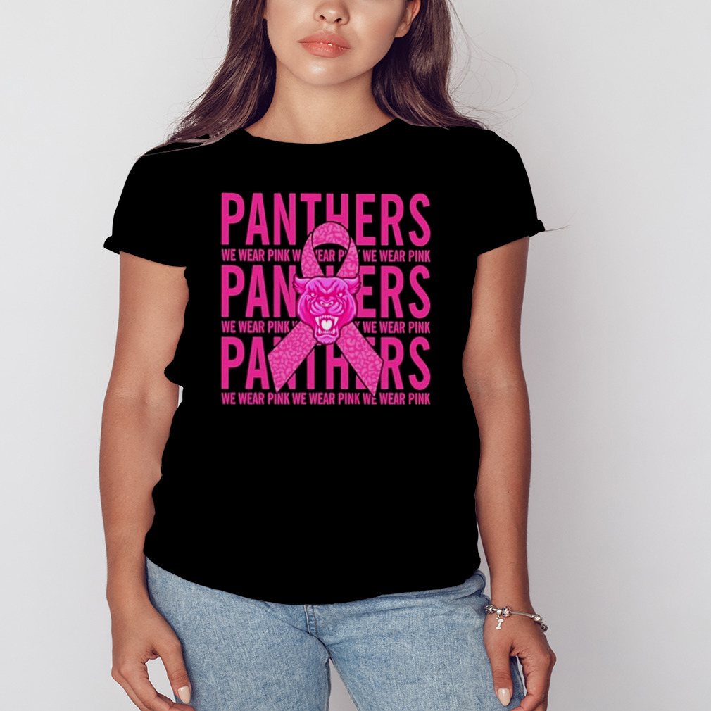 Carolina Panther Mascot We Wear Pink Cancer T-shirt,Sweater, Hoodie, And  Long Sleeved, Ladies, Tank Top