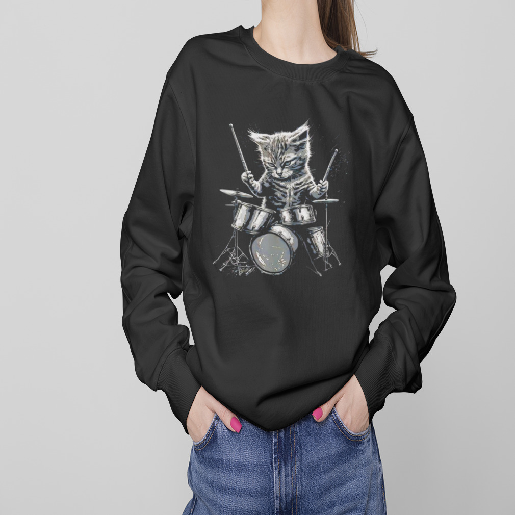 Cat kitty drums shirt 4 Sweaters