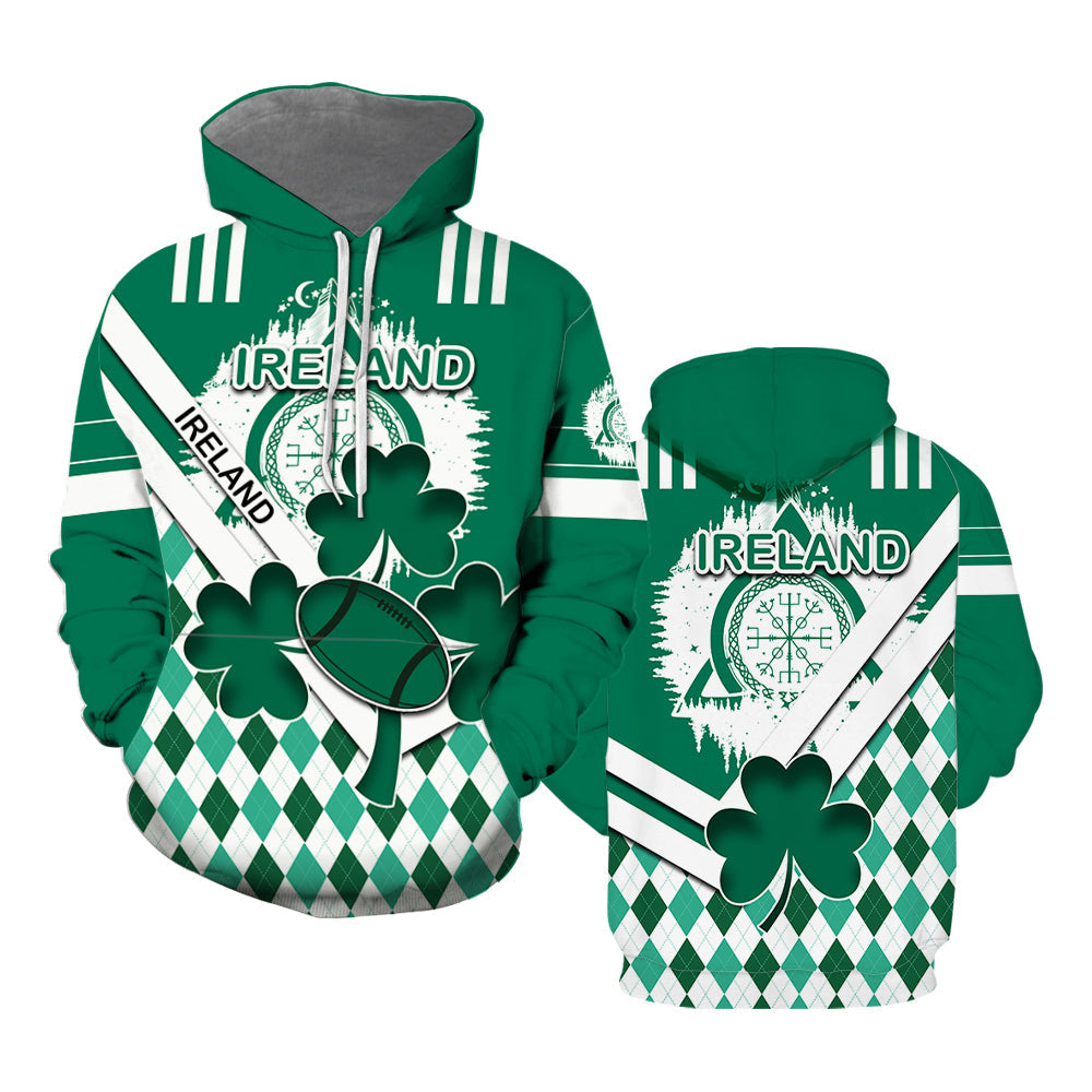 Ireland Rugby Shamrock All Over Print  For Men & Women  HP2423