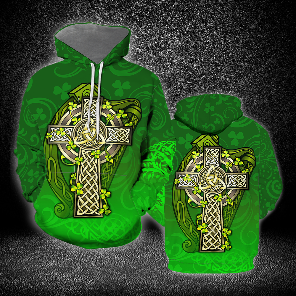 Irish St.Patrick Celtic Cross And The Irish Harp All Over Print  For Men & Women  HT6907