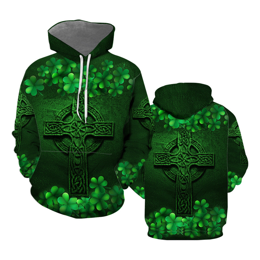 Irish St.Patrick Day Celtic Cross And Shamrock All Over Print  For Men & Women  HT6668N