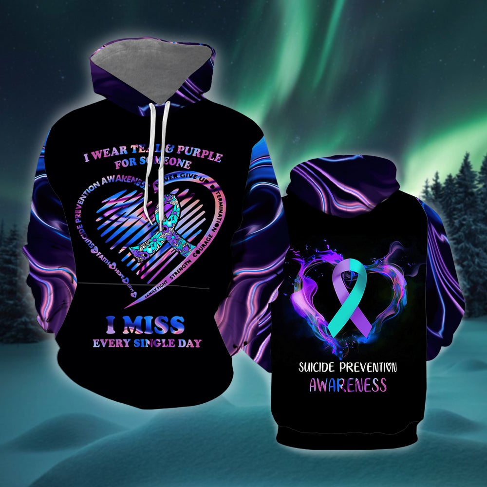 Love Heart Teal And Purple All Over Print  For Men & Women  HT9132