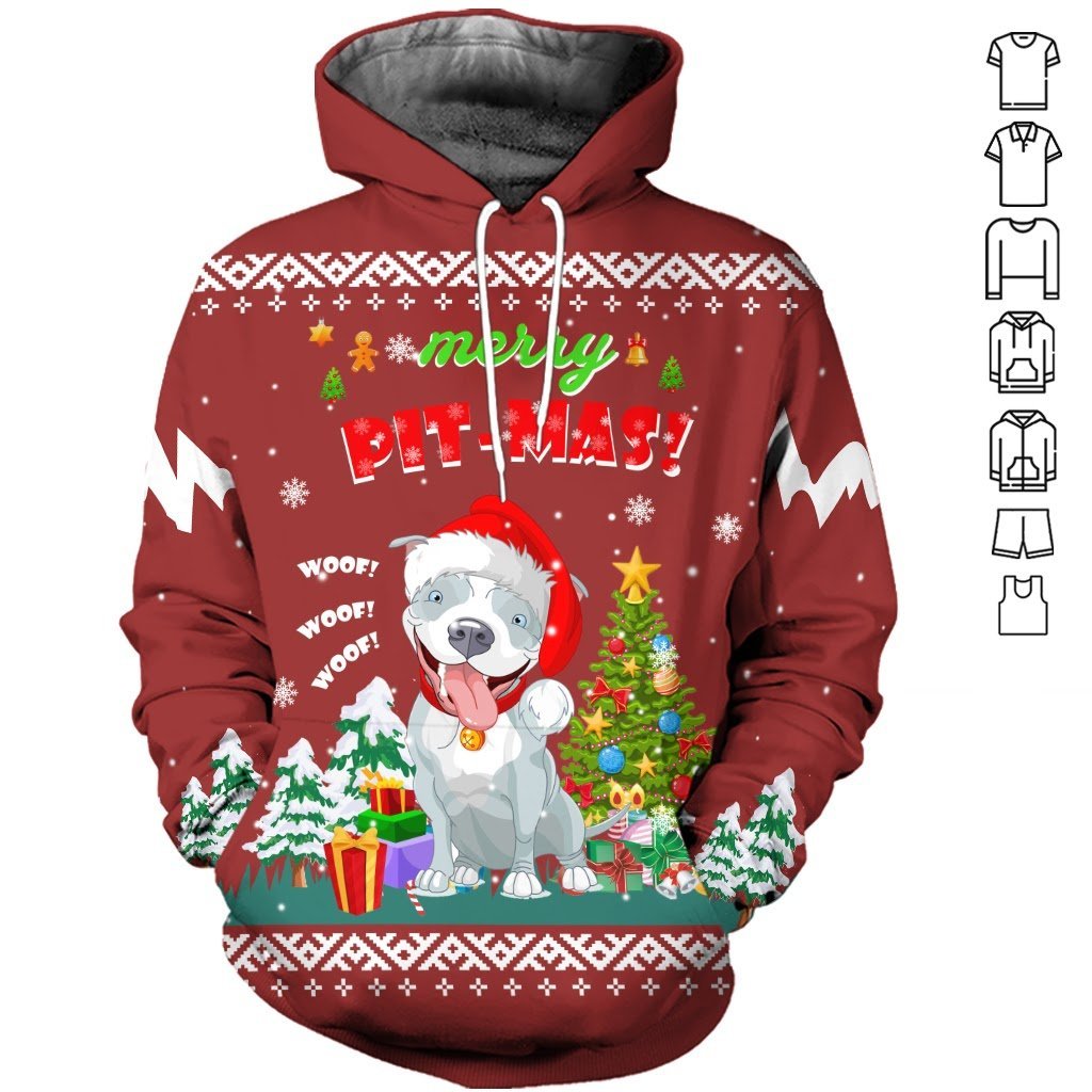 Merry Pit-mas Pitbull All Over Print  For Men & Women  HT6204