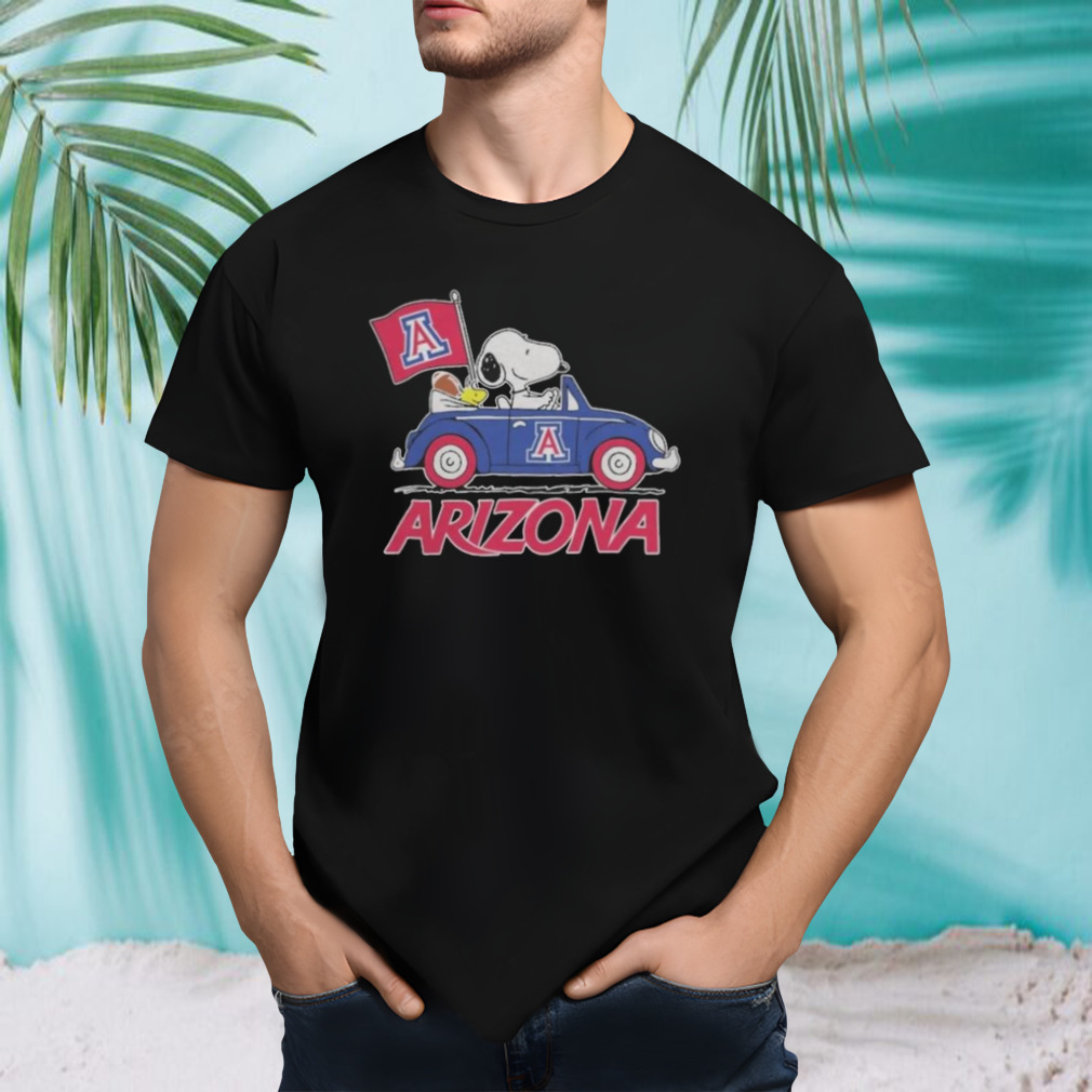 Peanuts Snoopy And Woodstock Arizona Wildcats On Car 2023 T-shirt