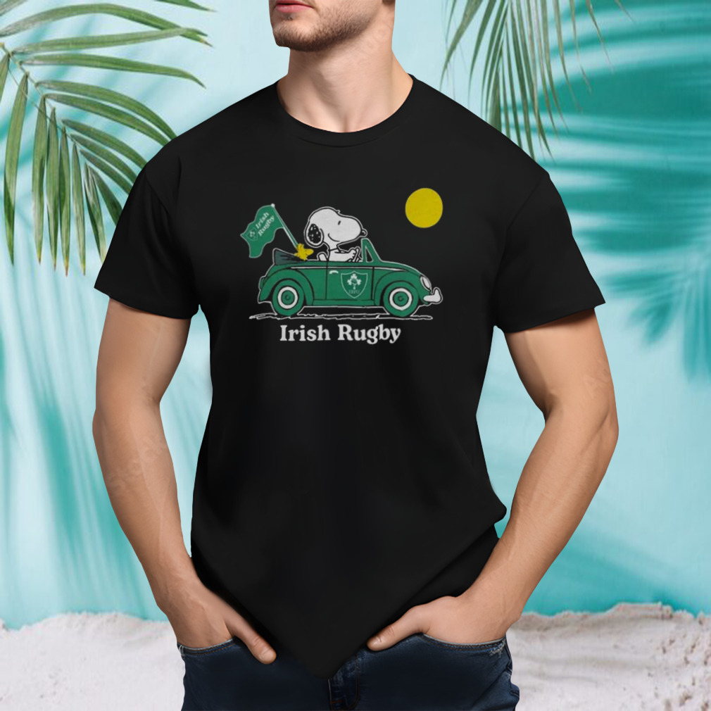 Peanuts Snoopy And Woodstock Irish Rugby On Car 2023 T-shirt
