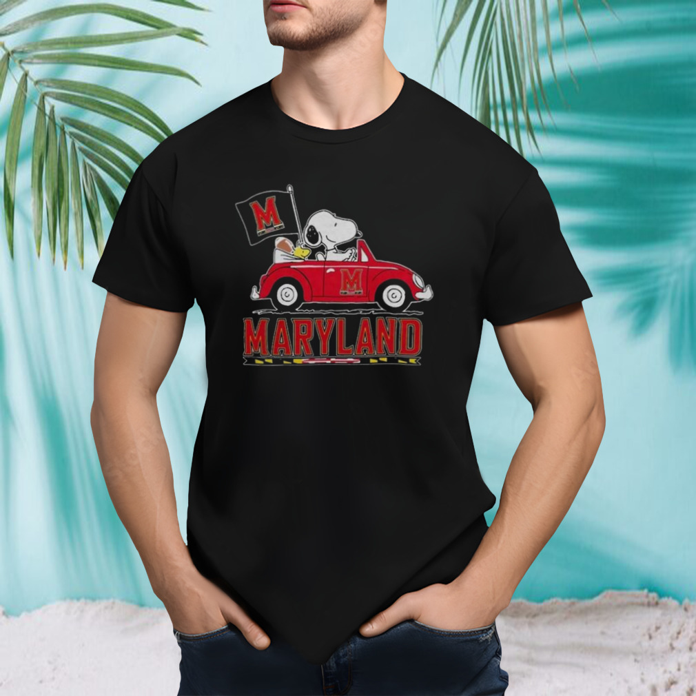 Peanuts Snoopy And Woodstock Maryland Terrapins On Car Logo 2023 T-shirt