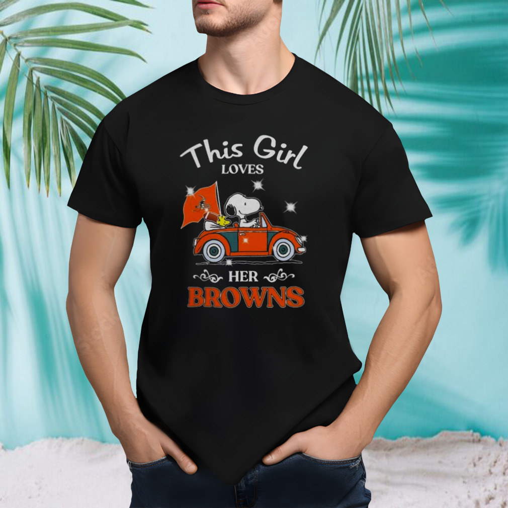 Peanuts Snoopy And Woodstock This Girl Loves Her Cleveland Browns 2023 T-shirt