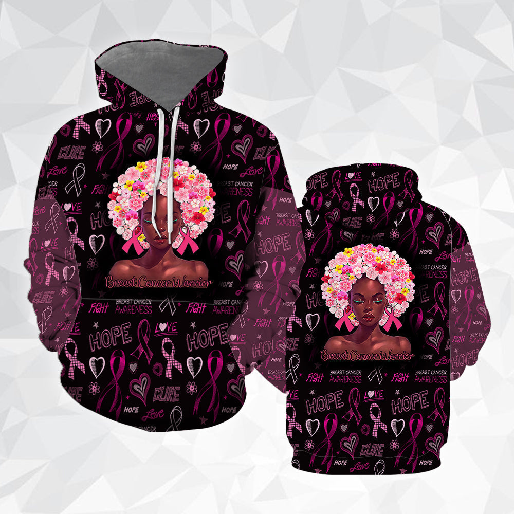 Pink Flowers Afro Hair Black Woman Breast Cancer All Over Print  For Men & Women  HTS2370