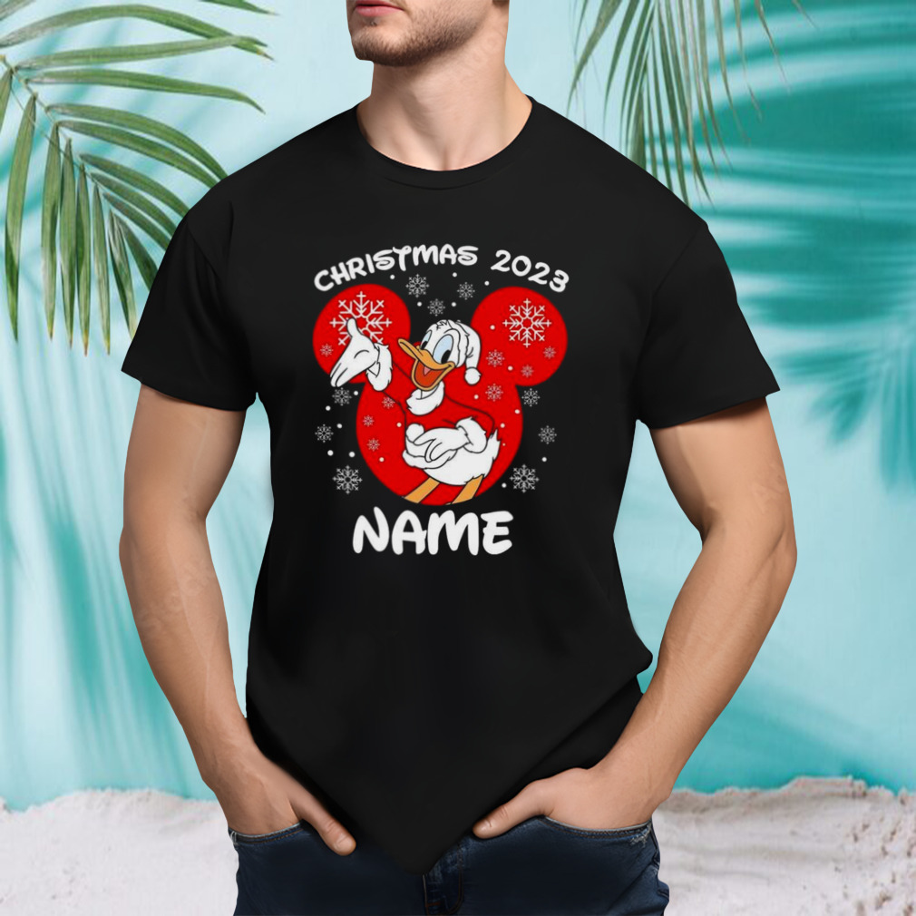 Christmas 2023 Your Name Santa Donald Duck And Daisy Duck Xmas Disney Mickey And Friends T-shirt