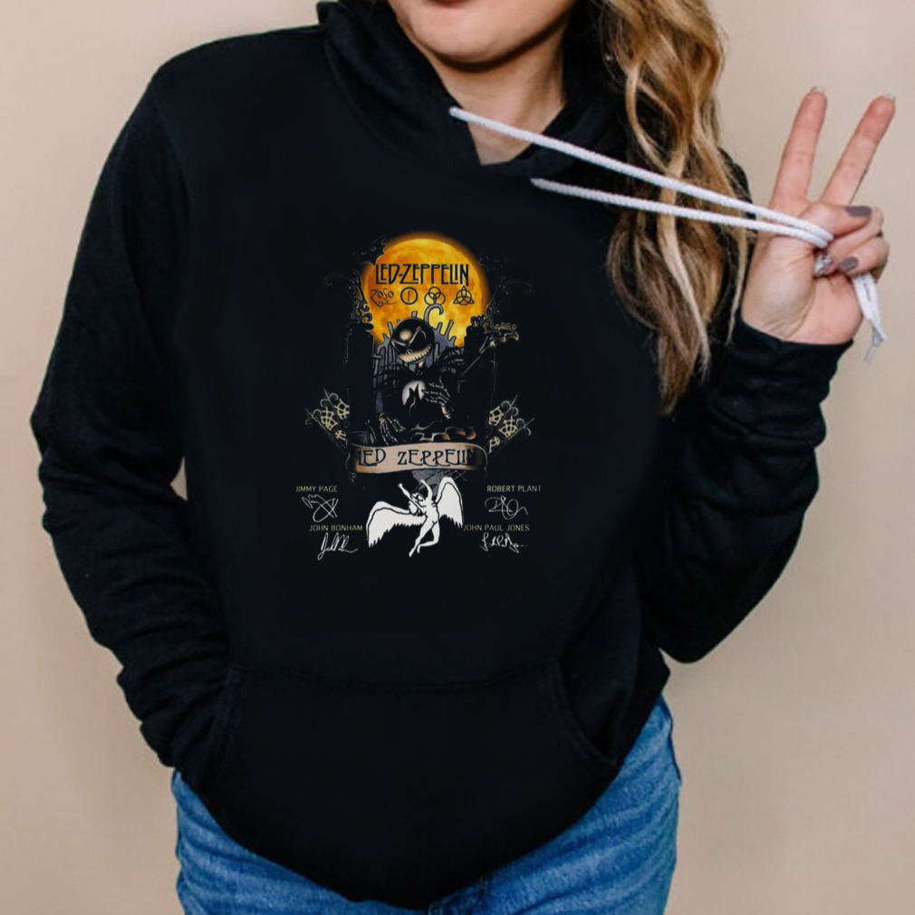 Jack skellington collab led Zeppelin signature halloween shirt 5 Hoodies