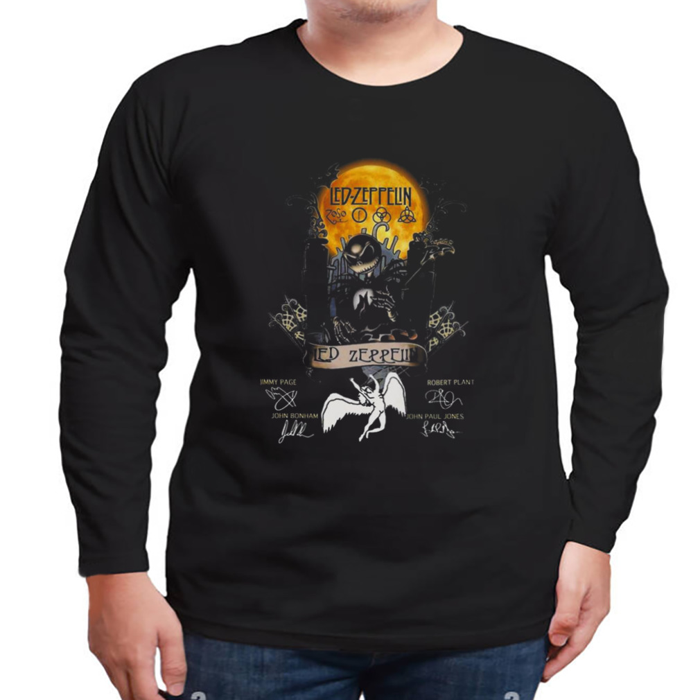 Jack skellington collab led Zeppelin signature halloween shirt 3 Longsleeve tshirt
