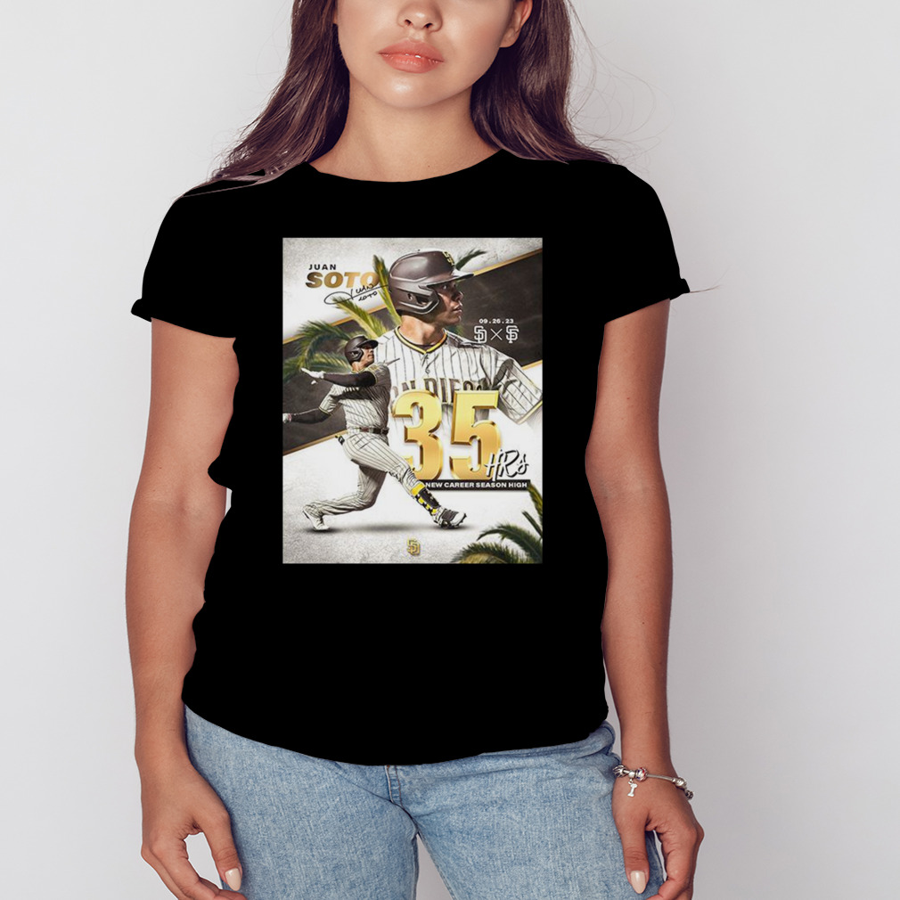 Juan Soto San Diego Padres Signature 35 HRs New Career Season High T-Shirt 2 Women's tshirt