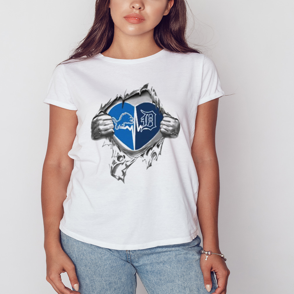 Detroit Lions And Detroit Tigers Heart It's In My Dna 2023 T Shirt