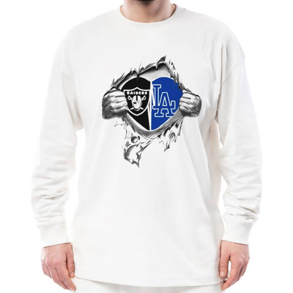 Skull Oakland Raiders and Los Angeles Dodgers logo shirt, hoodie