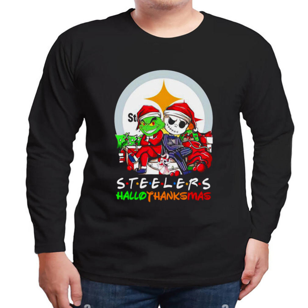 Grinch and Jack Skellington Pittsburgh Steelers HalloThankMas