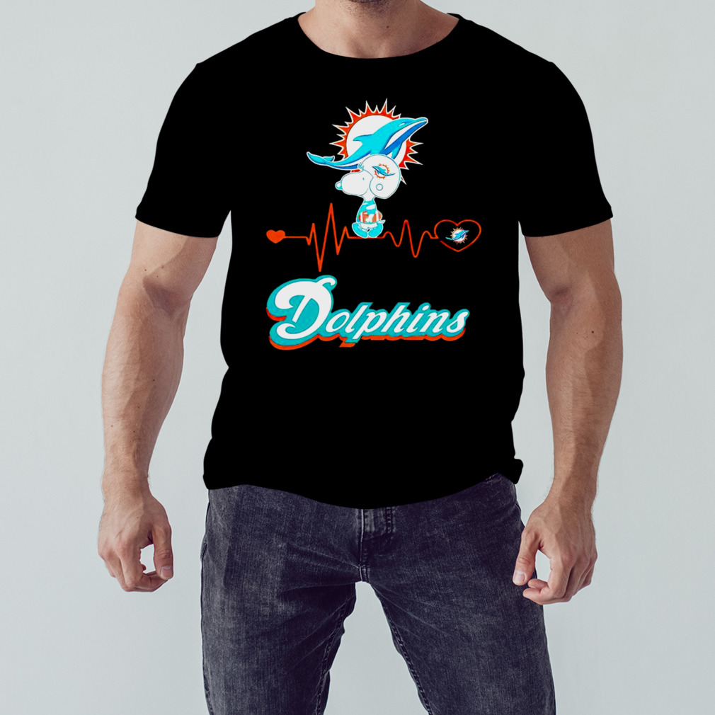 Snoopy Miami Dolphins Logo Heartbeat Shirt - High-Quality Printed