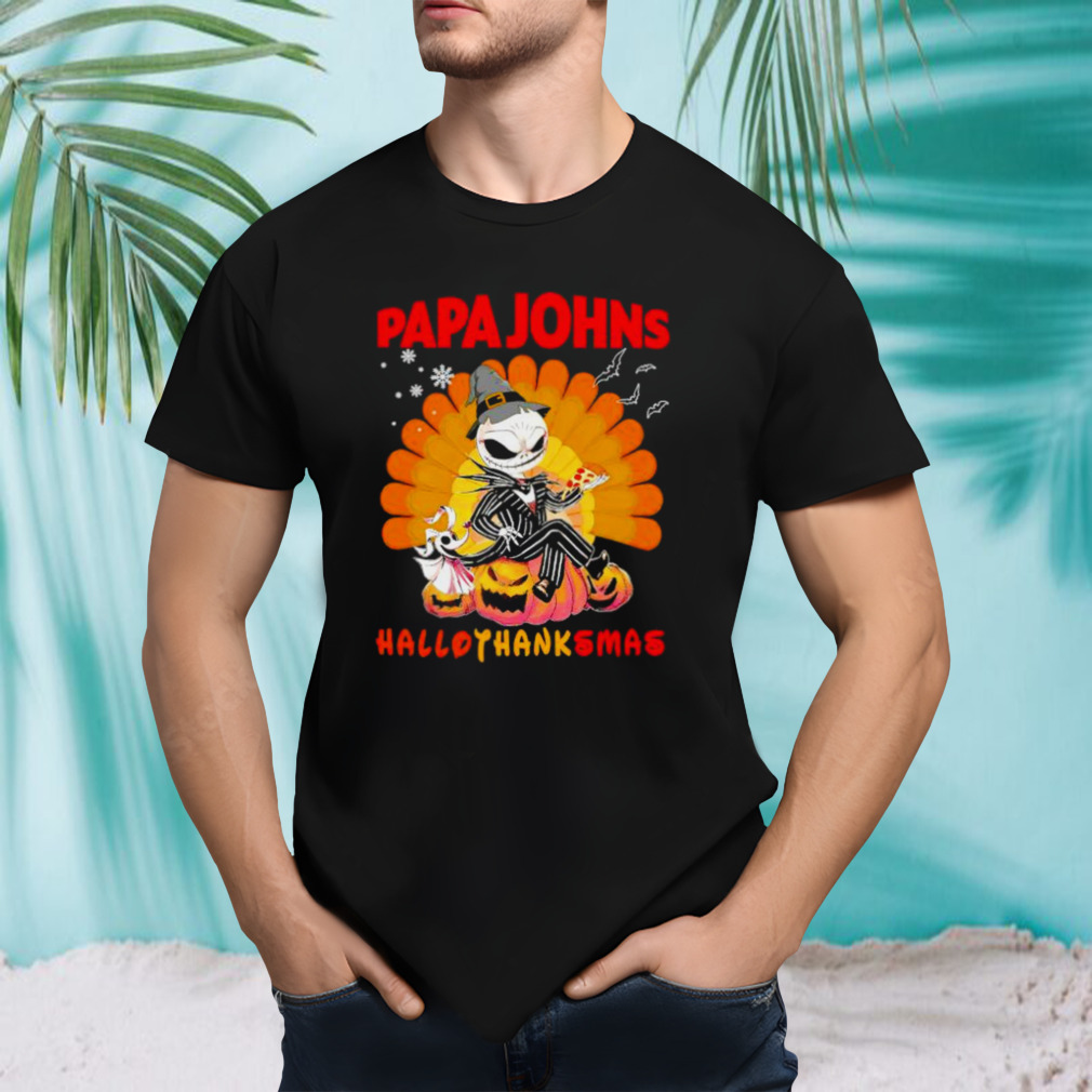 Jack Skellington Papa John HalloThanksMas Halloween shirt