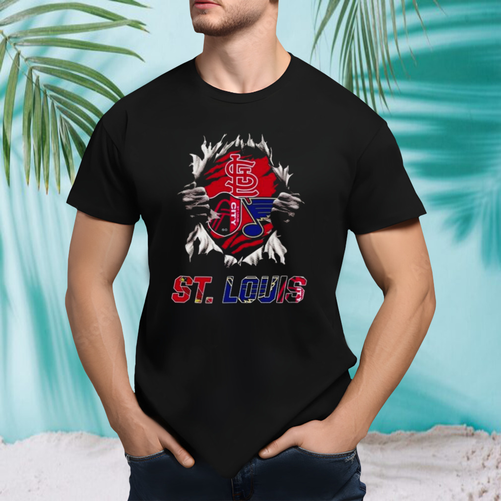St. louis cardinals st. louis city sc st. louis blues ripping tearing through logo batman Shirt