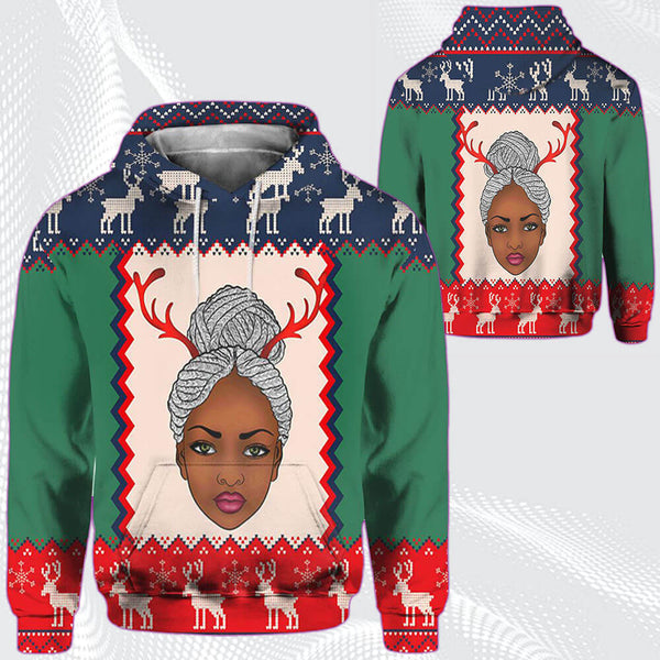 African Fashion Dresses Pretty Afro American Girl Gray Locs Christmas Style All Over Print For Men _ Women HO7083