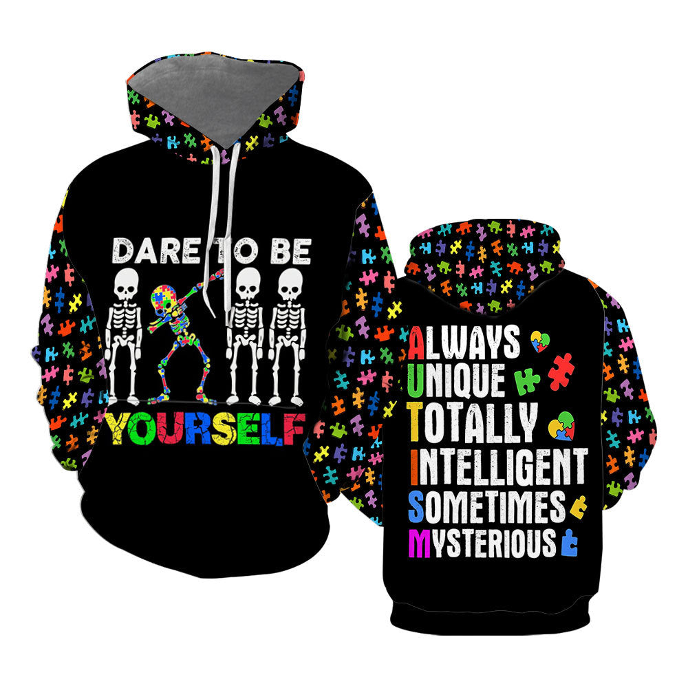 Autism Awareness Dare To Be Yourself Hoodie Over Print  For Men _ Women  TH1184