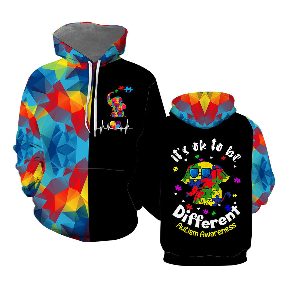 Autism Awareness It_s Ok To Be Different Hoodie Over Print For Men _ Women TH1186