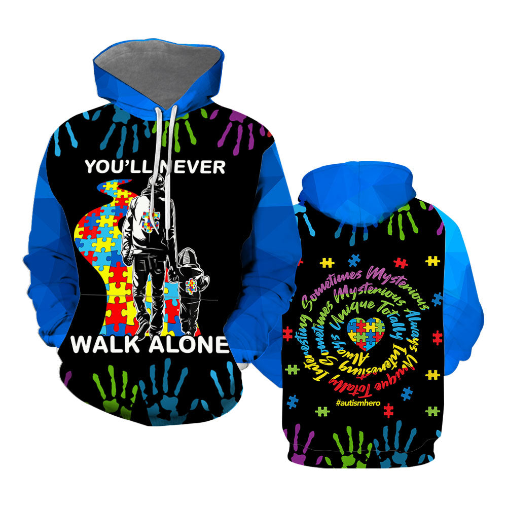 Autism Awareness You_ll Never Walk Alone Hoodie Over Print For Men _ Women HP5233