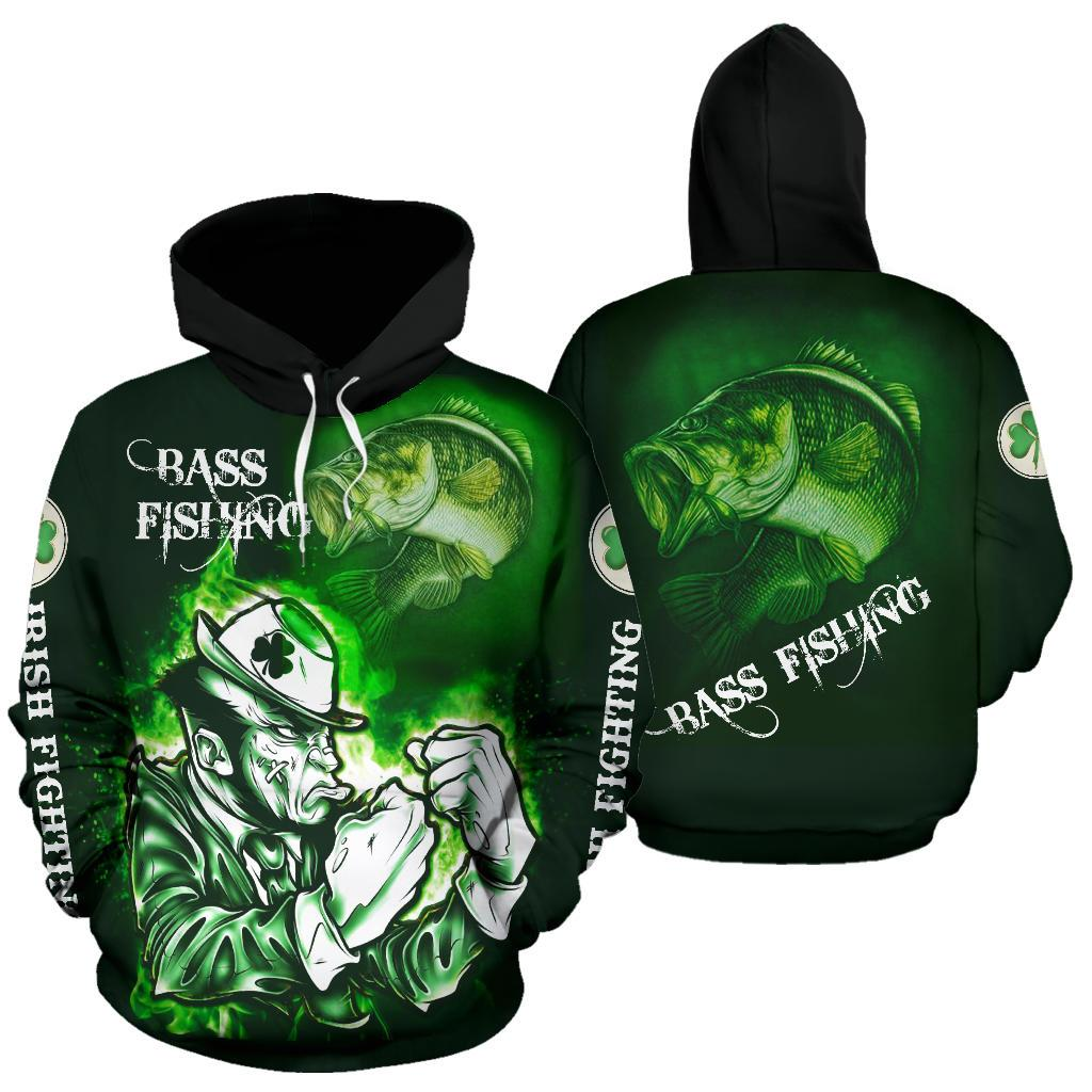 Bass Fishing Irish St. Patrick_s Day Hoodie Over Print For Men _ Women HT5694
