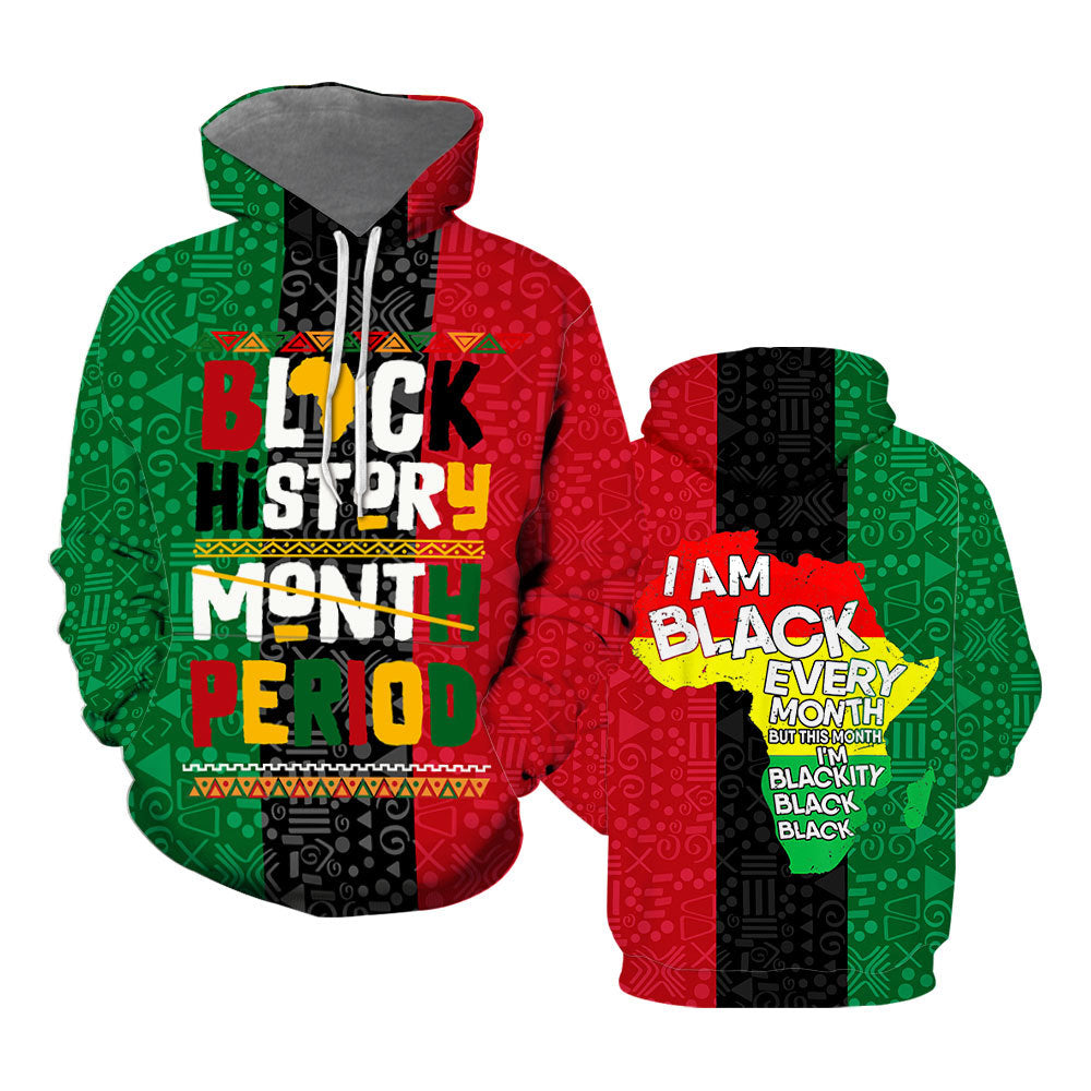 Black History Month Period I_m Black African Hoodie Over Print For Men _ Women HP5671