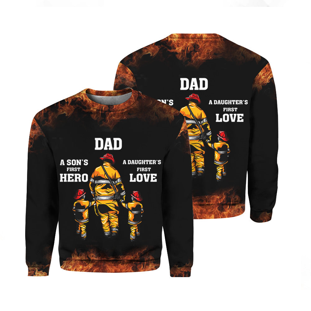 Fire Fighter Dad A Son First Hero a Daughter First Love Stainless Steel All Over Print  For Men _ Women  TH1003