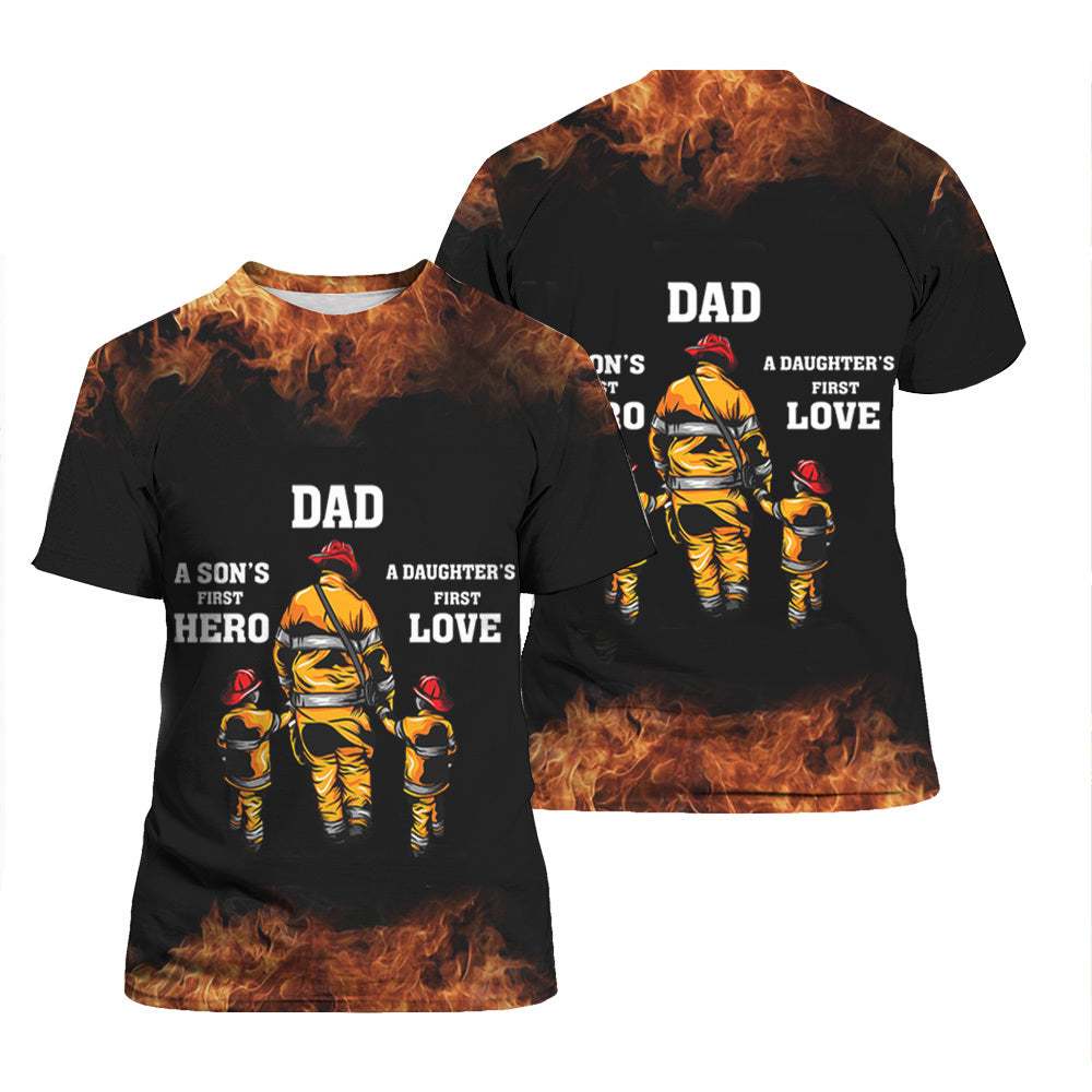 Fire Fighter Dad A Son First Hero a Daughter First Love Stainless Steel All Over Print  For Men _ Women  TH1003