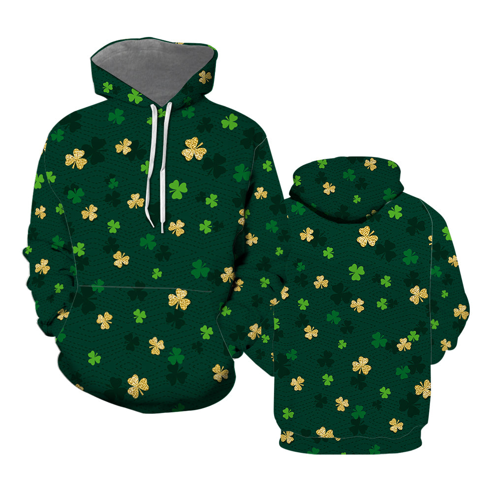 Gold And Green Shamrock Saint Patrick’s Day Hoodie Over Print  For Men _ Women  TH1171