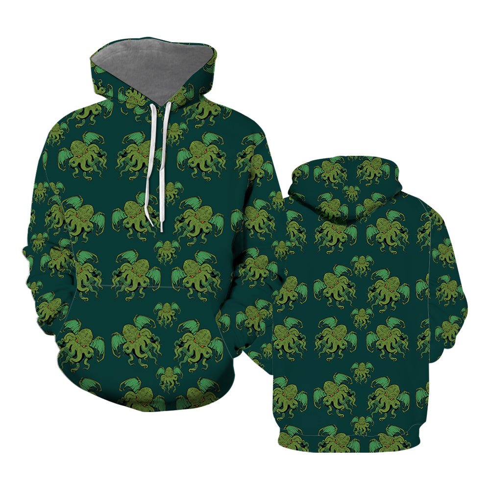 Green Octopus  Hoodie Over Print  For Men _ Women  HP2440