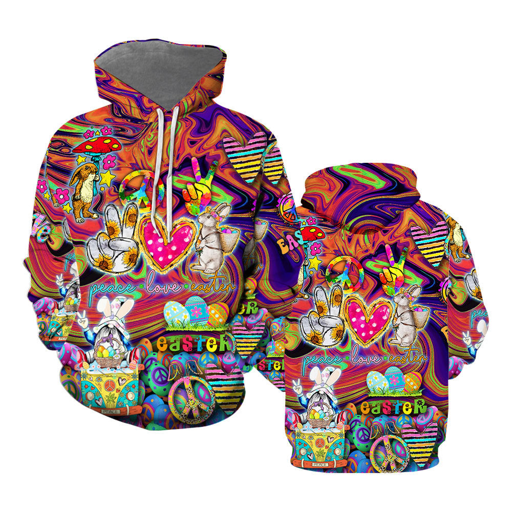Hippie Easter Day Peace Love Easter Hoodie Over Print  For Men _ Women  TH1192