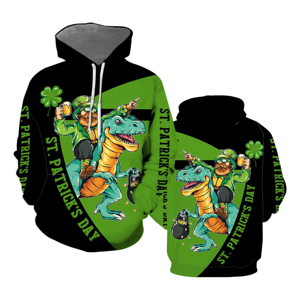 Irish Dinosaur St Patrick Day Hoodie All Over Print  For Men _ Women  HP5271
