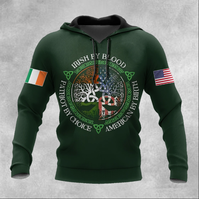 Irish St.Patrick Day By Blood Patriot By Choice American By Birth All Over Print  For Men _ Women  HT5734