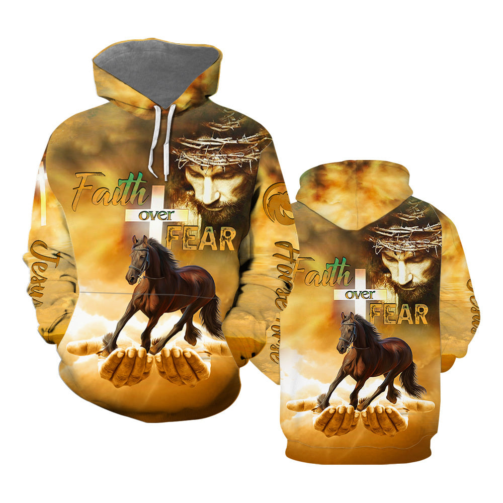 Jesus Horse Faith Over Fear Hoodie All Over Print  For Men _ Women  HP5152