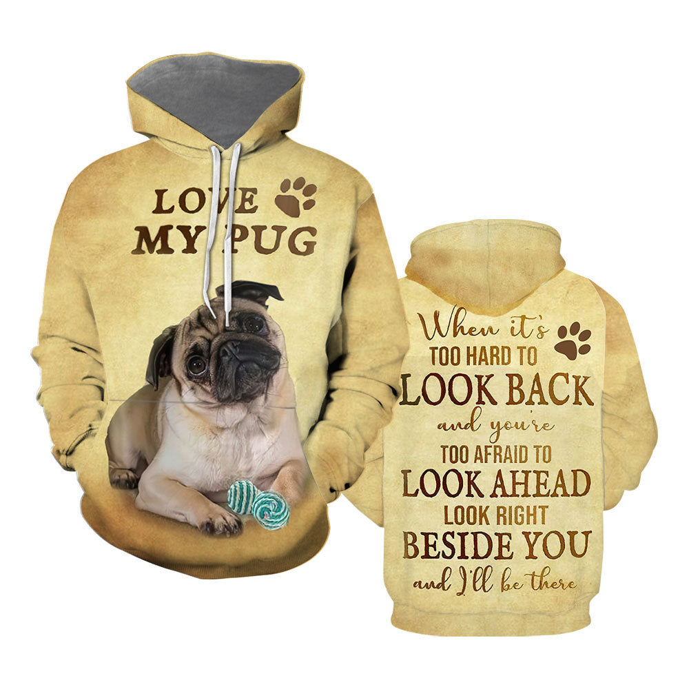 Love My Pug Dog Lover Hoodie Over Print  For Men _ Women  TH1200